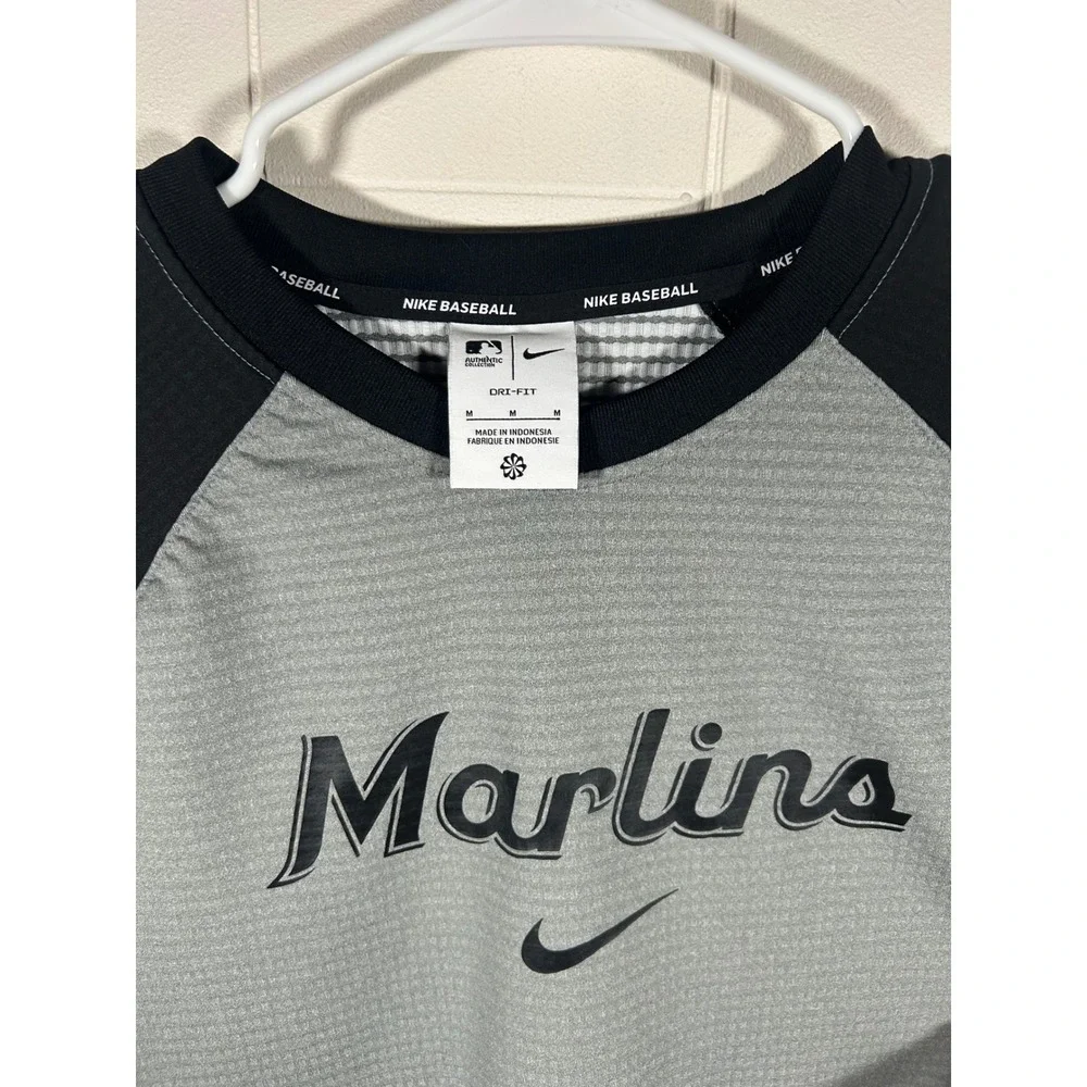 Nike Miami Marlins Authentic Collection Dri-FIT Baseball Top Mens M Gray